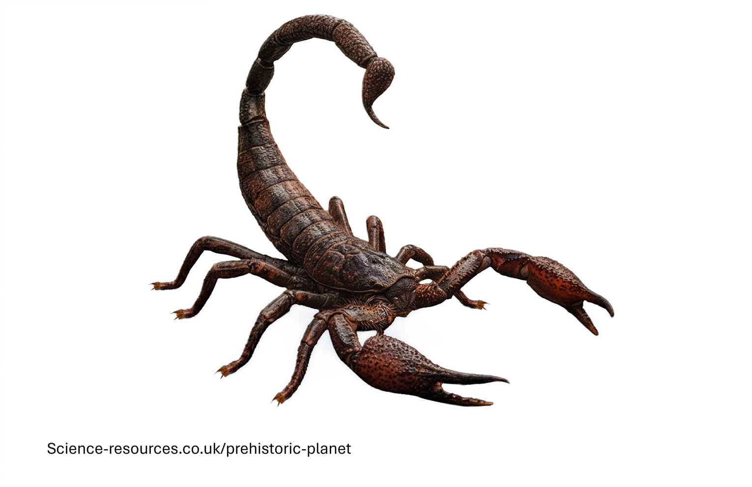 A photo realistic image of an Pulmonoscorpius on a white background