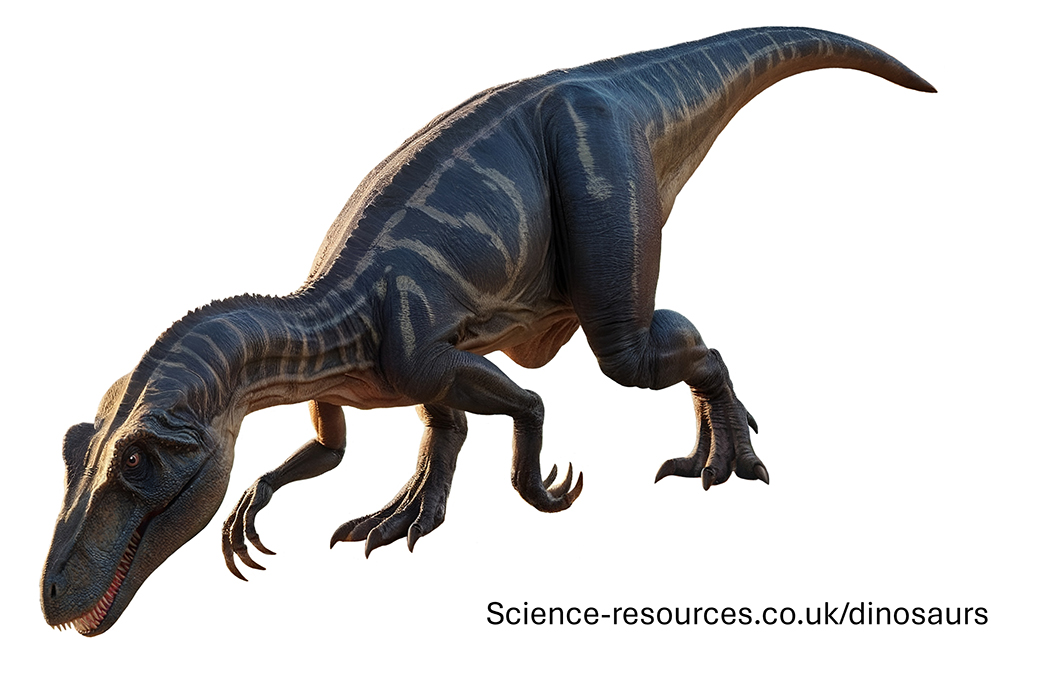 A realistic image of a Afrovenator dinosaur.