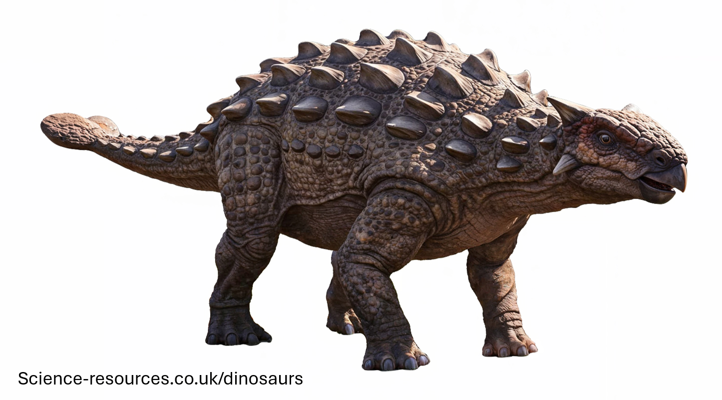 A realistic image of a Ankylosaurus dinosaur.