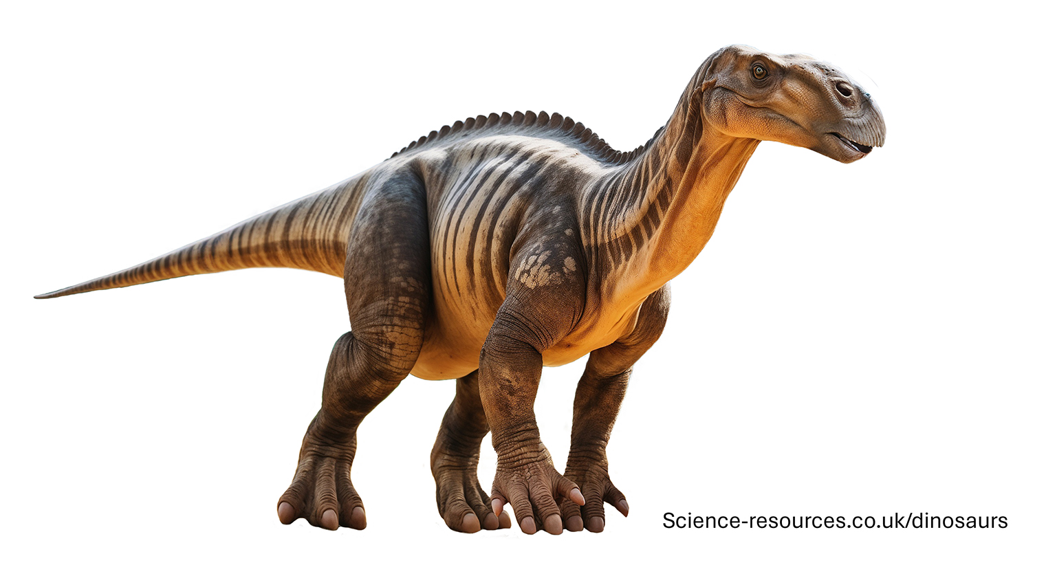 A realistic image of a Iguanodon dinosaur.